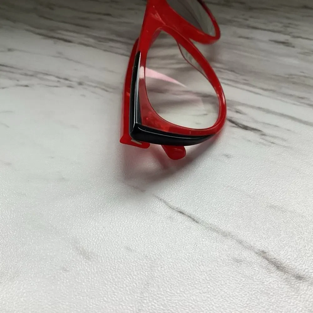 Alain Mikli A05031 Pearled Red Cat‑Eye Frames — Artsy Sculptural Italian Design